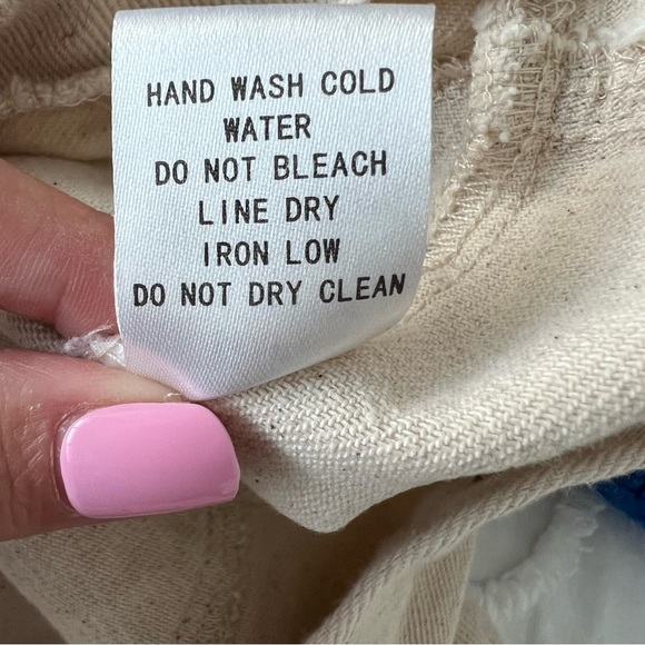 ⭐️SOLD⭐️Favlux Beige Button Front Mini Skirt Size Small Pockets Cotton Preppy - Picture 5 of 5